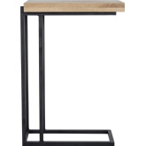 Mila C Shape Side Table in White Oil Oak & Black Metal
