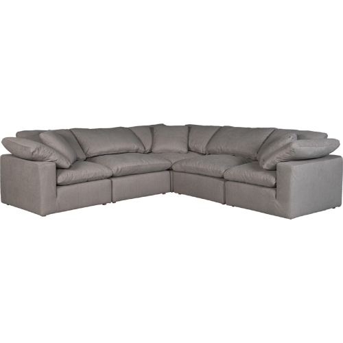 Terra 5 Piece Classic L Modular Sectional Sofa in Light Grey Fabric