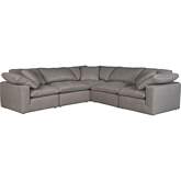 Terra 5 Piece Classic L Modular Sectional Sofa in Light Grey Fabric