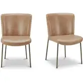 Early Dining Chair in Tan Leather & Blackened Bronze (Set of 2)