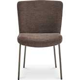 Early Dining Chair in Dark Brown Fabric & Blackened Bronze (Set of 2)