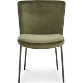 Early Dining Chair in Green Faux Mohair Fabric & Blackened Bronze (Set of 2)