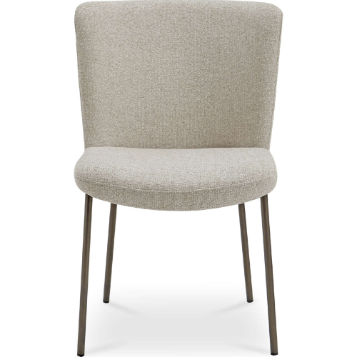 Early Dining Chair in Beige Fabric & Blackened Bronze (Set of 2)