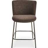 Early Counter Stool in Dark Brown Fabric & Blackened Bronze