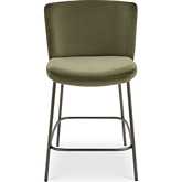 Early Counter Stool in Green Faux Mohair Fabric & Blackened Bronze