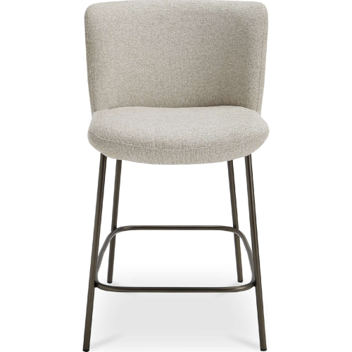 Early Counter Stool in Beige Fabric & Blackened Bronze