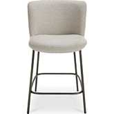 Early Counter Stool in Beige Fabric & Blackened Bronze