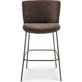 Early Bar Stool in Dark Brown Fabric & Blackened Bronze