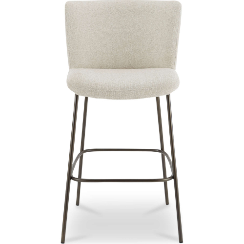 Early Bar Stool in Beige Fabric & Blackened Bronze