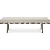 Carson Bench in Beige Fabric & Bronze Metal