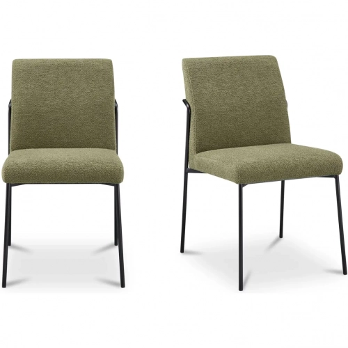 Danny Dining Chair in Iron & Green Fabric (Set of 2)