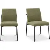Danny Dining Chair in Iron & Green Fabric (Set of 2)