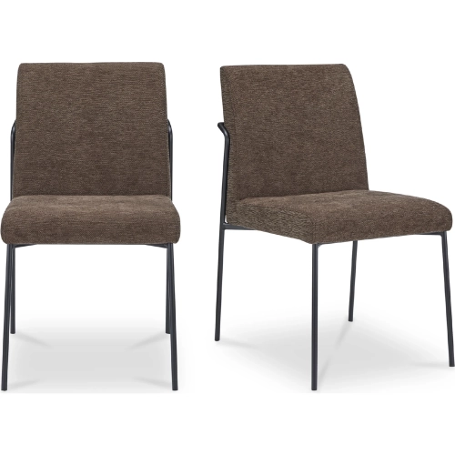 Danny Dining Chair in Dark Brown Fabric & Metal (Set of 2)