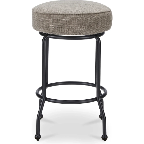 Kelsey Swivel Counter Stool in Light Brown Fabric & Metal