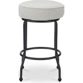 Kelsey Swivel Counter Stool in Beige Fabric & Metal