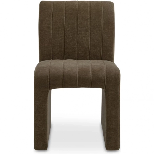 Sally Dining Chair in Channel Tufted Cedar Green Performance Fabric