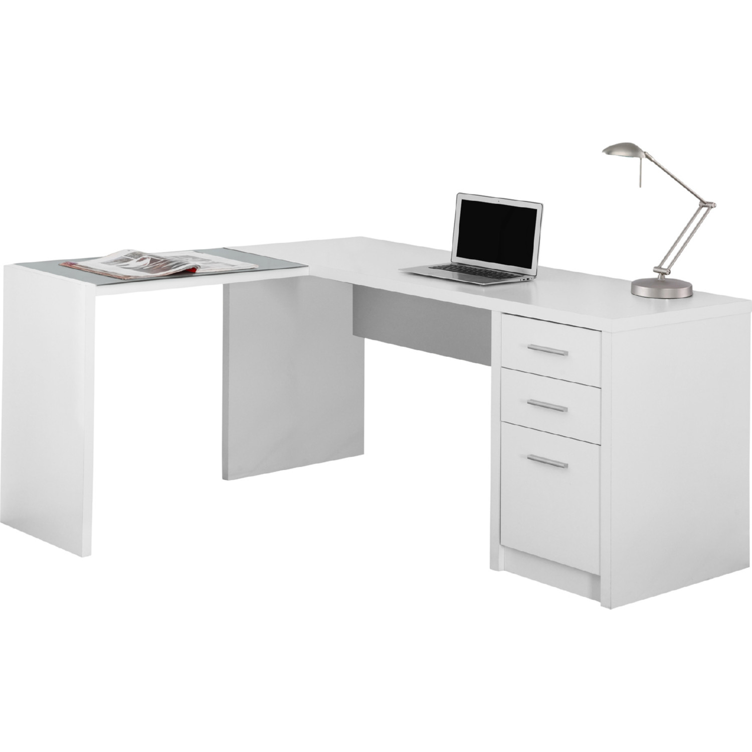 Monarch L Shaped Computer Desk in White 