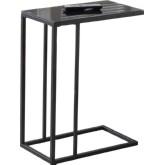 Accent Table in Black Metal w/ Black Tempered Glass Top