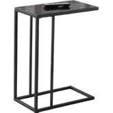 Accent Table in Black Metal with Black Tempered Glass Top