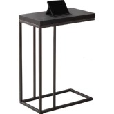 Accent Table in Cappuccino w/ Bronze Metal Base