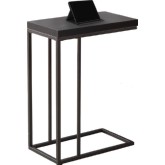 Accent Table in Cappuccino with Bronze Metal Base