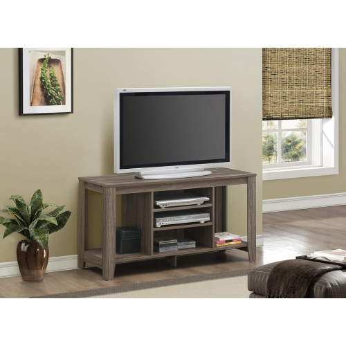 Dark Taupe Reclaimed Look 48" TV Stand Console with Open Shelving
