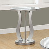End Table in Brushed Silver & Mirror