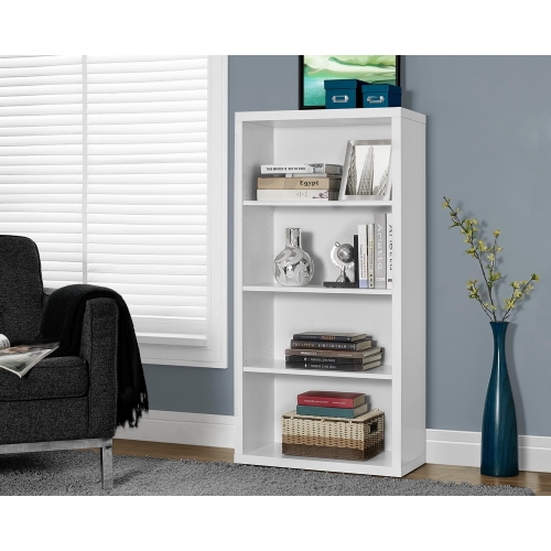 White 48" H Bookcase with Adjustable Shelves