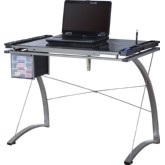 31" Computer Desk w/ White Top & Silver Metal