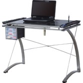 31" Computer Desk with White Top & Silver Metal
