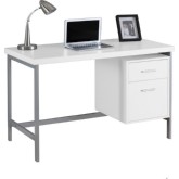 48" Computer Desk in White & Silver Metal