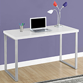 Computer Desk 48" W in White with Silver Metal Legs