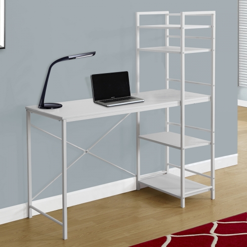 Computer Desk 48" W in White with White Metal