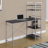 Computer Desk 48" W in Cappuccino with Silver Metal