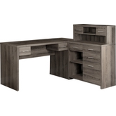 Dark Taupe Reclaimed Look L Shaped Home Office Desk