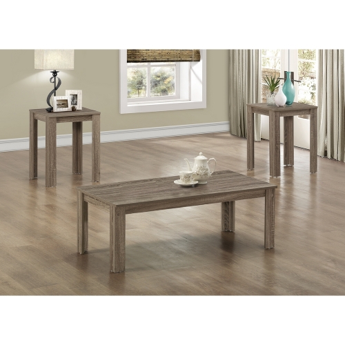 Dark Taupe Reclaimed Look 3 Piece Rectangular Table Set