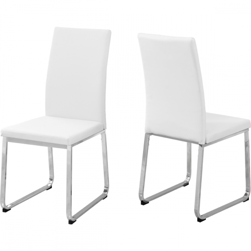 Dining Chair in White Leatherette on Chrome Legs (Set of 2)