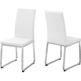 Dining Chair in White Leatherette on Chrome Legs (Set of 2)