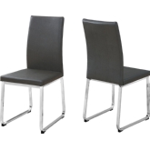 Dining Chair in Grey Leatherette on Chrome Legs (Set of 2)