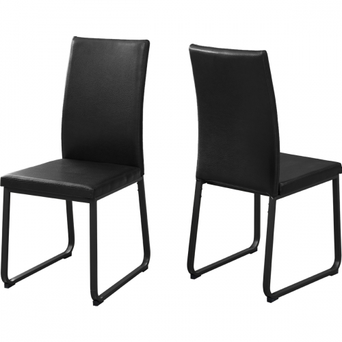 Dining Chair in Black Leatherette on Black Legs (Set of 2)
