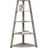 60" Corner Bookcase Etagere in Dark Taupe