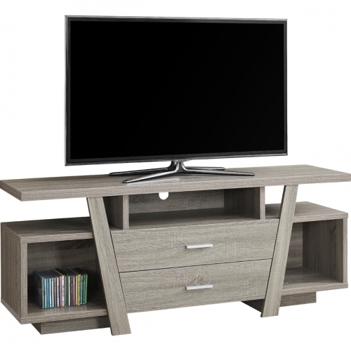 60" TV Stand in Dark Taupe with 2 Storage Drawers