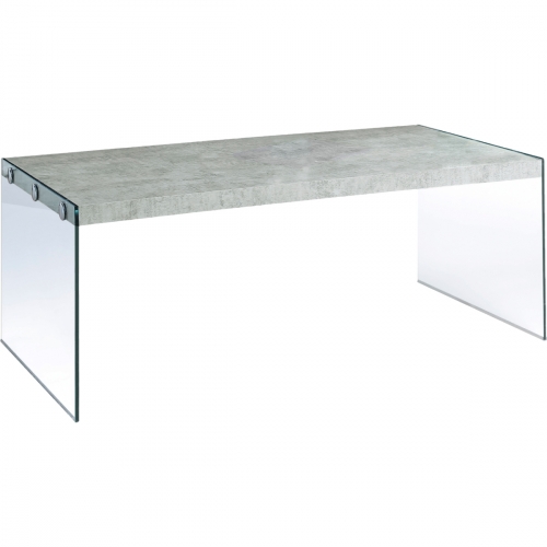 Coffee Table in Grey Cement Look with Tempered Glass