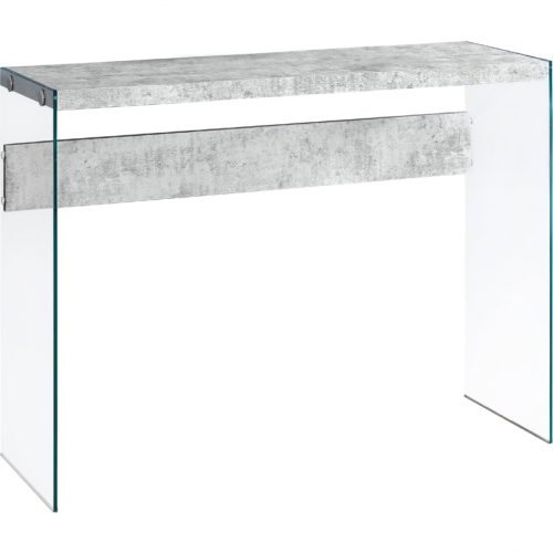 Console Table in Grey Cement Look with Tempered Glass