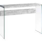 Console Table in Grey Cement Look with Tempered Glass