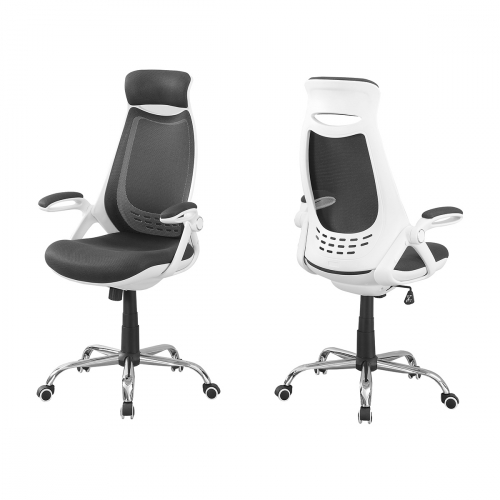 High-Back Executive Office Chair in White with Grey Mesh &
