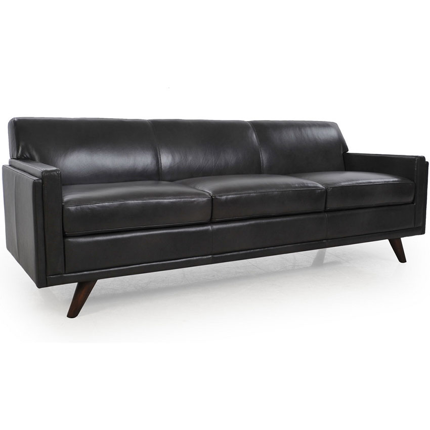 Milo Top Grain Leather Mid Century Sofa, Moroni Leather Furniture