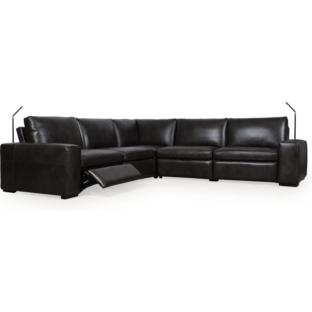 Moroni 591SCB1855 Clifford 5 Piece Sectional Sofa in Charcoal Gray Leather