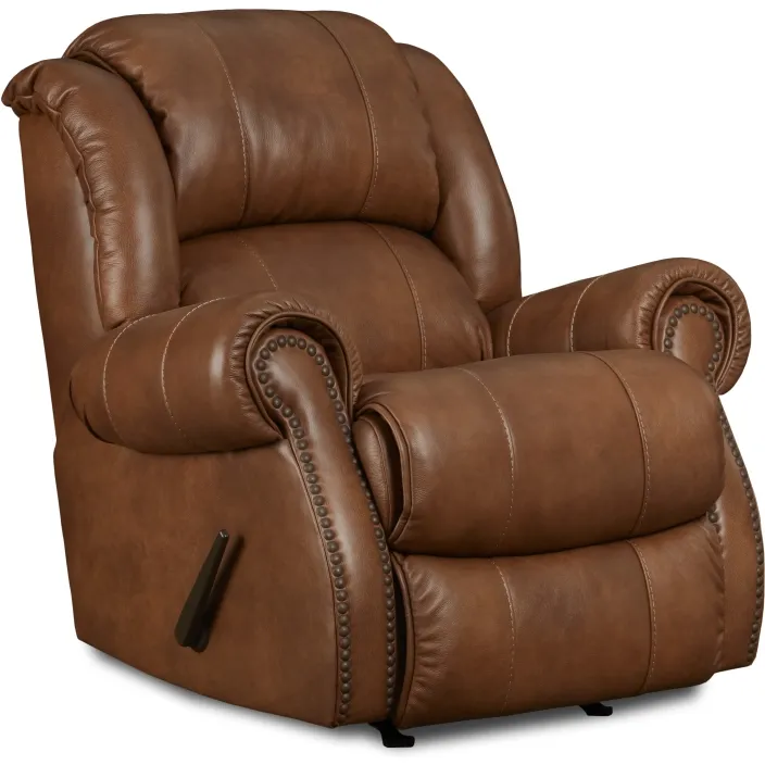 Elmwood Manual Rocker Recliner in Cognac Brown Top Grain Leather