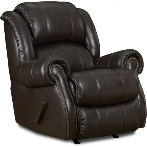 Elmwood Manual Rocker Recliner in Dark Brown Top Grain Leather